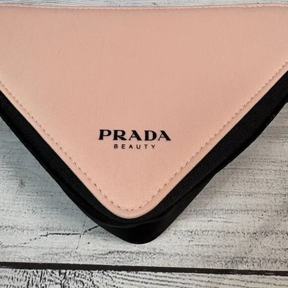 PRADA PARADOXE Beauty Pouch Pink/Black Triangle Bag Cosmetic Makeup Case - Picture 2 of 6